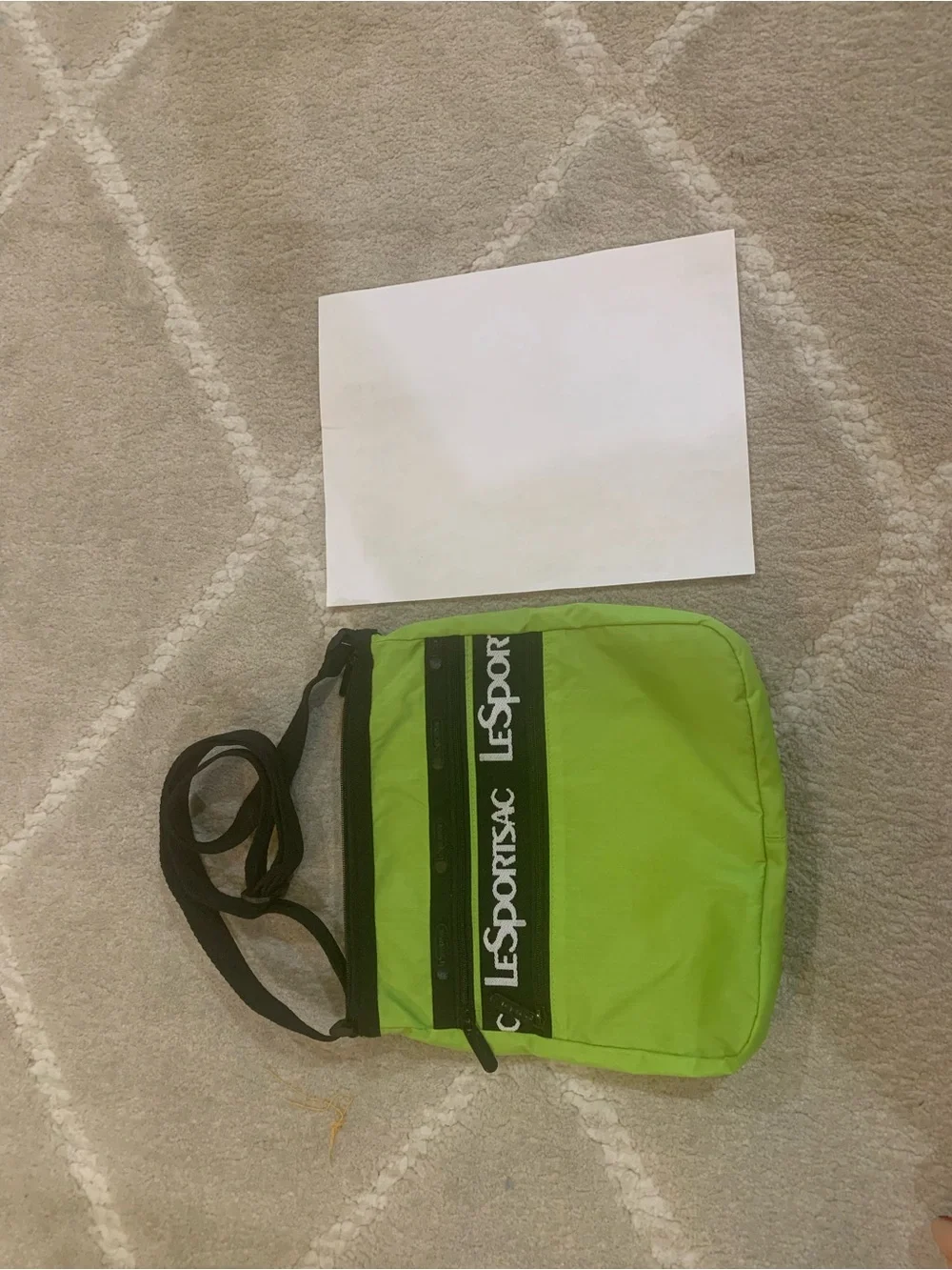 Lesportsac Lime Green Nylon Crossbody with Black Strap